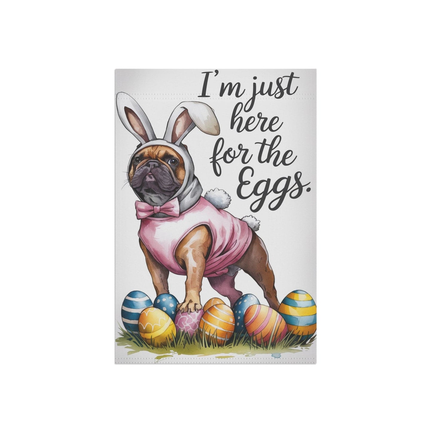 Printify Home Decor Easter Fawn Brown French Bulldog Dog Yard Flag, Funny Garden Flag, Spring Lawn Decor
