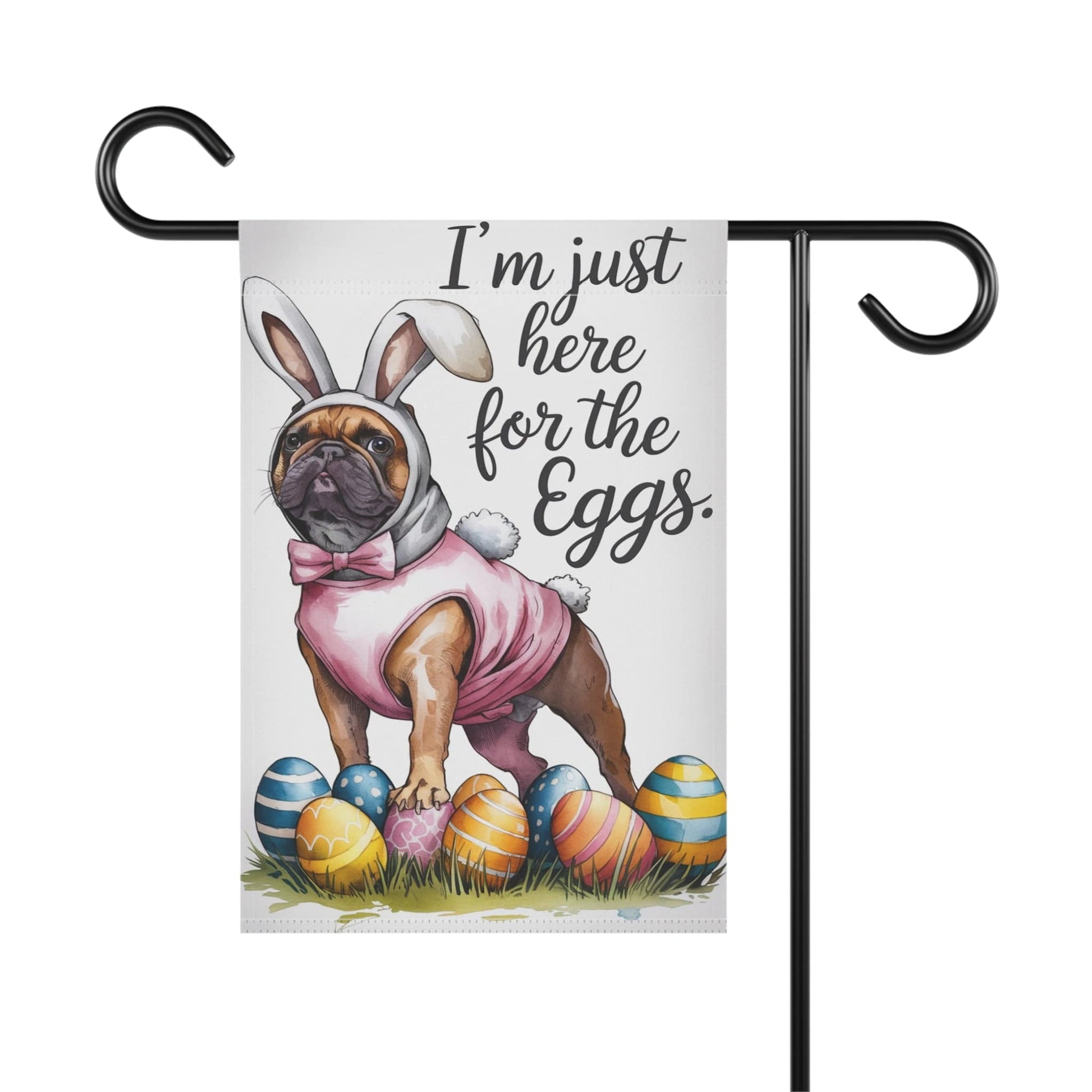 Printify Home Decor Easter Fawn Brown French Bulldog Dog Yard Flag, Funny Garden Flag, Spring Lawn Decor
