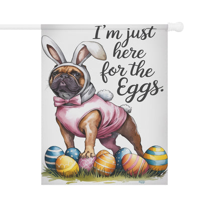 Printify Home Decor 24.5'' × 32'' Easter Fawn Brown French Bulldog Dog Yard Flag, Funny Garden Flag, Spring Lawn Decor