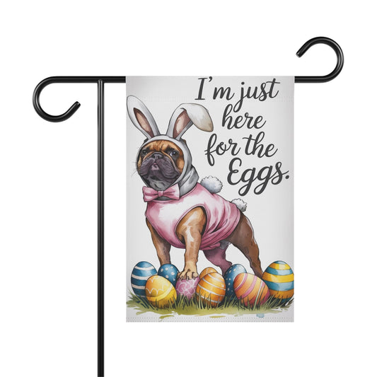 Printify Home Decor 12'' × 18'' Easter Fawn Brown French Bulldog Dog Yard Flag, Funny Garden Flag, Spring Lawn Decor