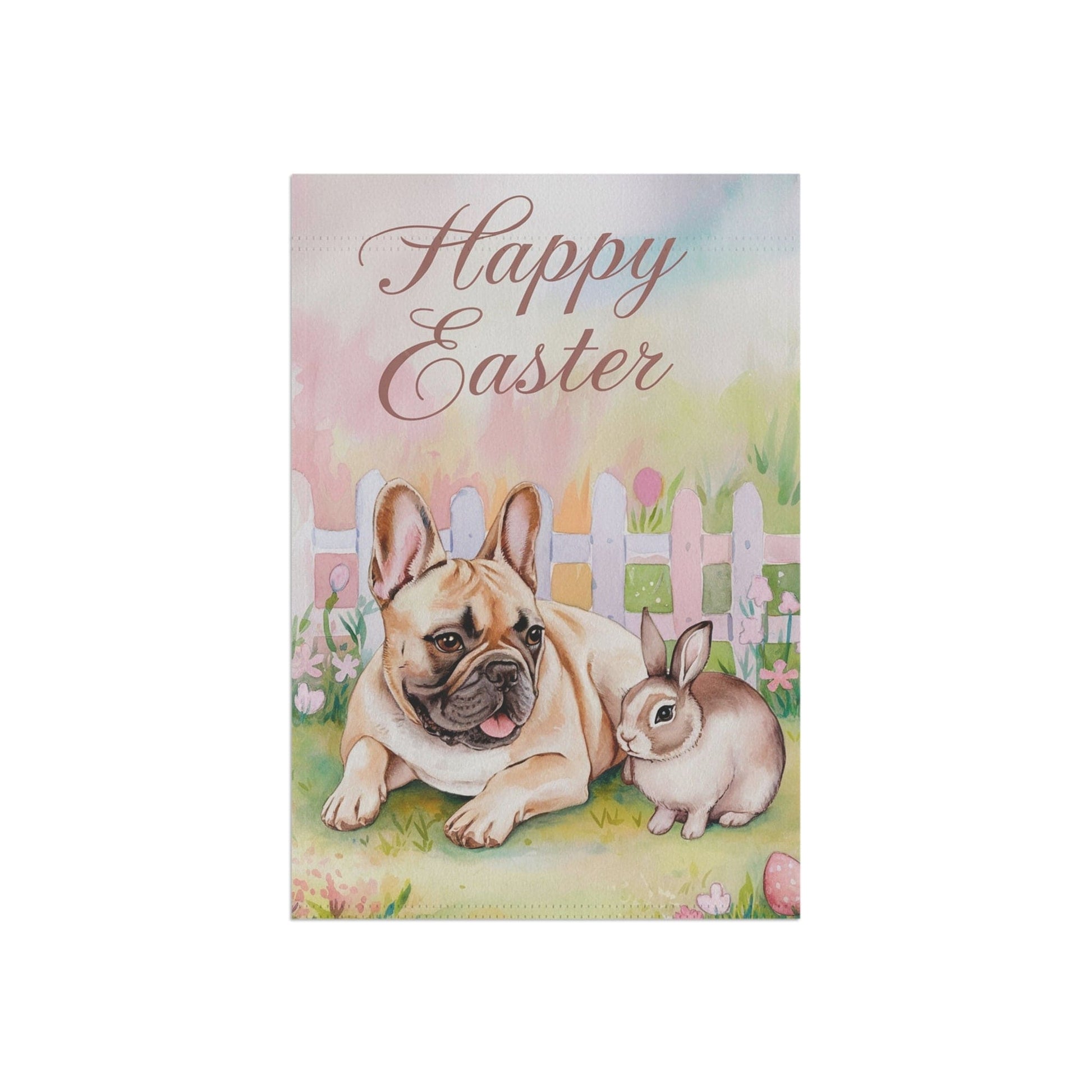 Printify Home Decor Easter Fawn French Bulldog Garden Flag, Spring front yard decor, Gardener Gift