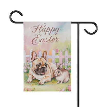 Printify Home Decor Easter Fawn French Bulldog Garden Flag, Spring front yard decor, Gardener Gift