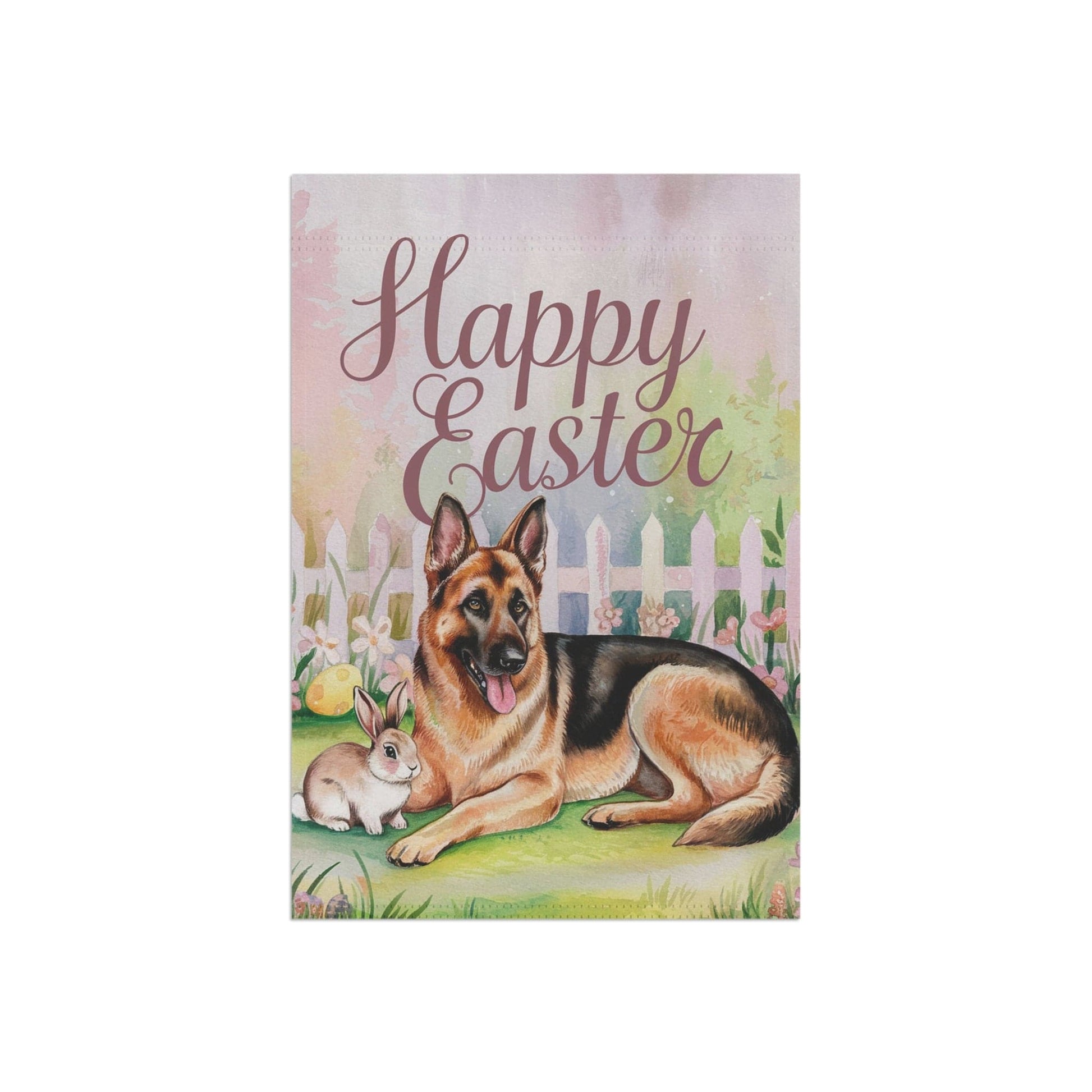 Printify Home Decor Easter German Shepherd Garden Flag, Dog Lover, Front Yard Spring Decor, Housewarming Gift