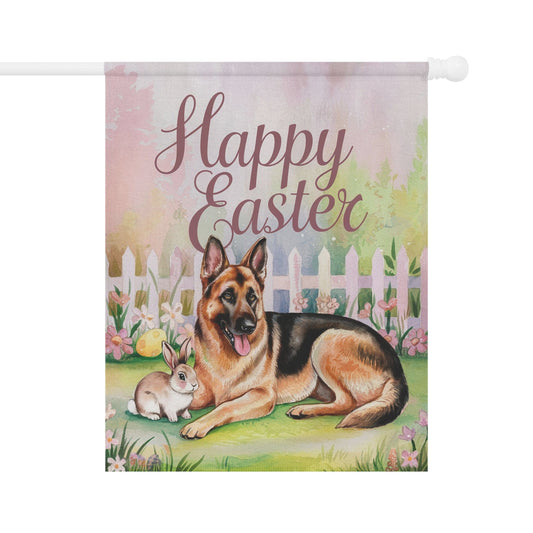 Printify Home Decor 24.5'' × 32'' Easter German Shepherd Garden Flag, Dog Lover, Front Yard Spring Decor, Housewarming Gift