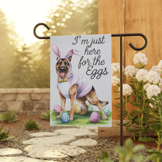 Printify Home Decor Easter German Shepherd Yard Flag, Watercolor Funny Garden Flag, Spring Lawn Decor