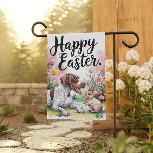 Printify Home Decor Easter German Shorthaired Pointer Yard Flag, Spring Watercolor Funny Garden Flag