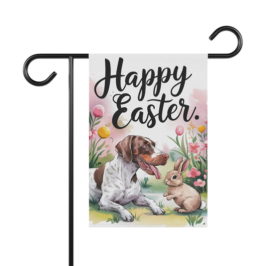 Printify Home Decor 12'' × 18'' Easter German Shorthaired Pointer Yard Flag, Spring Watercolor Funny Garden Flag