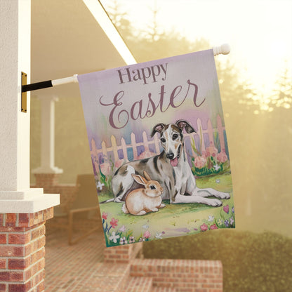 Printify Home Decor Easter Greyhound Garden Flag, Spring Front Yard Decor, Housewarming Gardener Gift