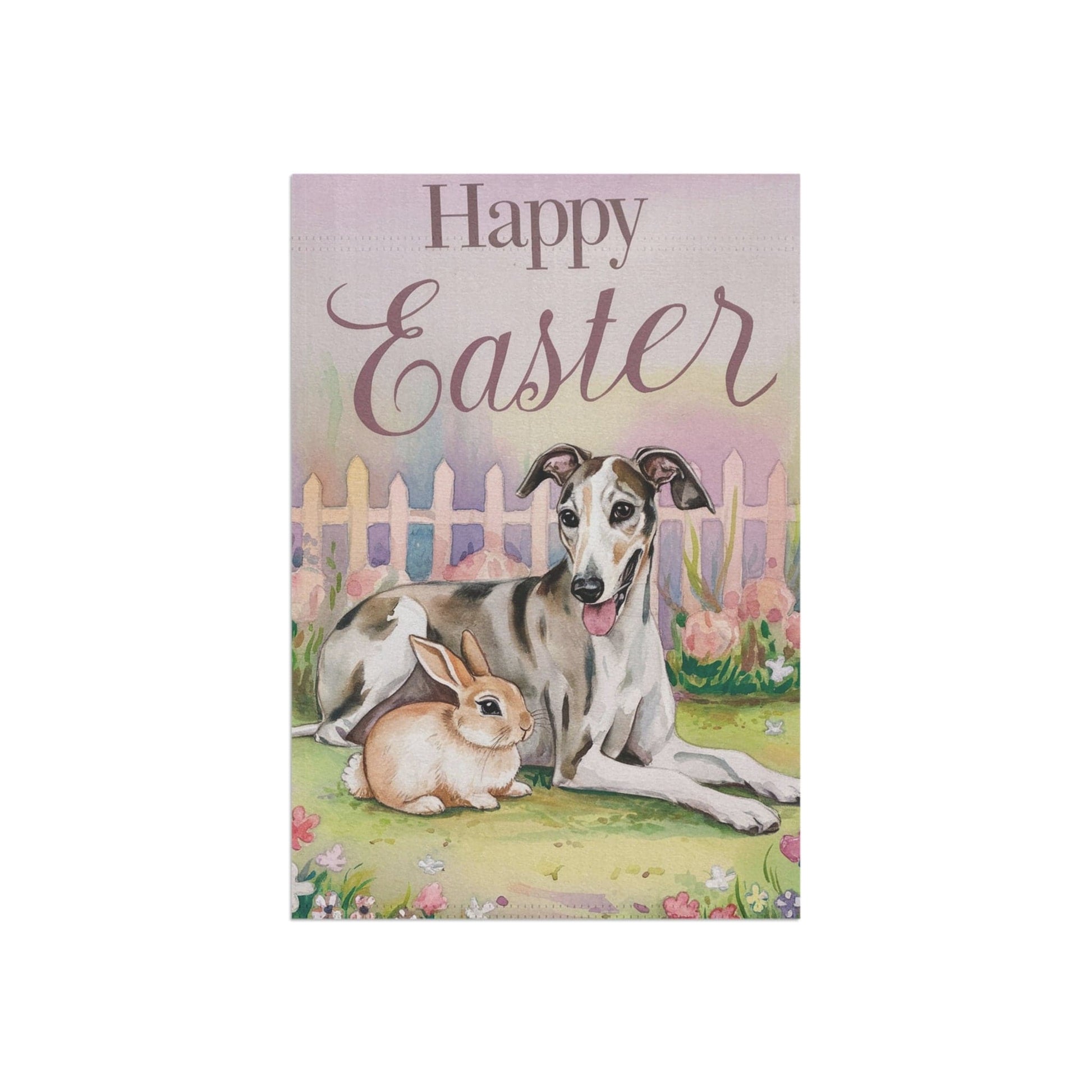 Printify Home Decor Easter Greyhound Garden Flag, Spring Front Yard Decor, Housewarming Gardener Gift