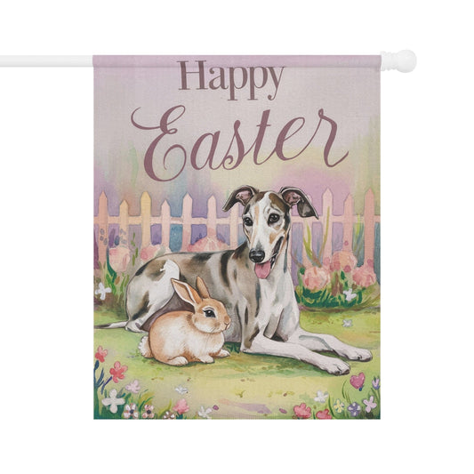 Printify Home Decor 24.5'' × 32'' Easter Greyhound Garden Flag, Spring Front Yard Decor, Housewarming Gardener Gift
