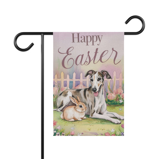 Printify Home Decor 12'' × 18'' Easter Greyhound Garden Flag, Spring Front Yard Decor, Housewarming Gardener Gift