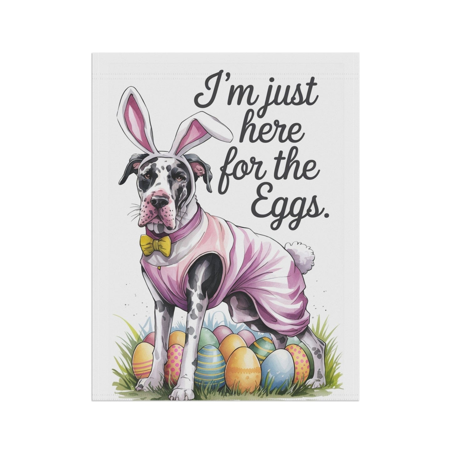 Printify Home Decor Easter Harlequin Great Dane Dog Yard Flag, Holiday garden flag, front yard decor