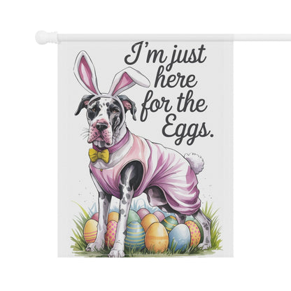 Printify Home Decor Easter Harlequin Great Dane Dog Yard Flag, Holiday garden flag, front yard decor