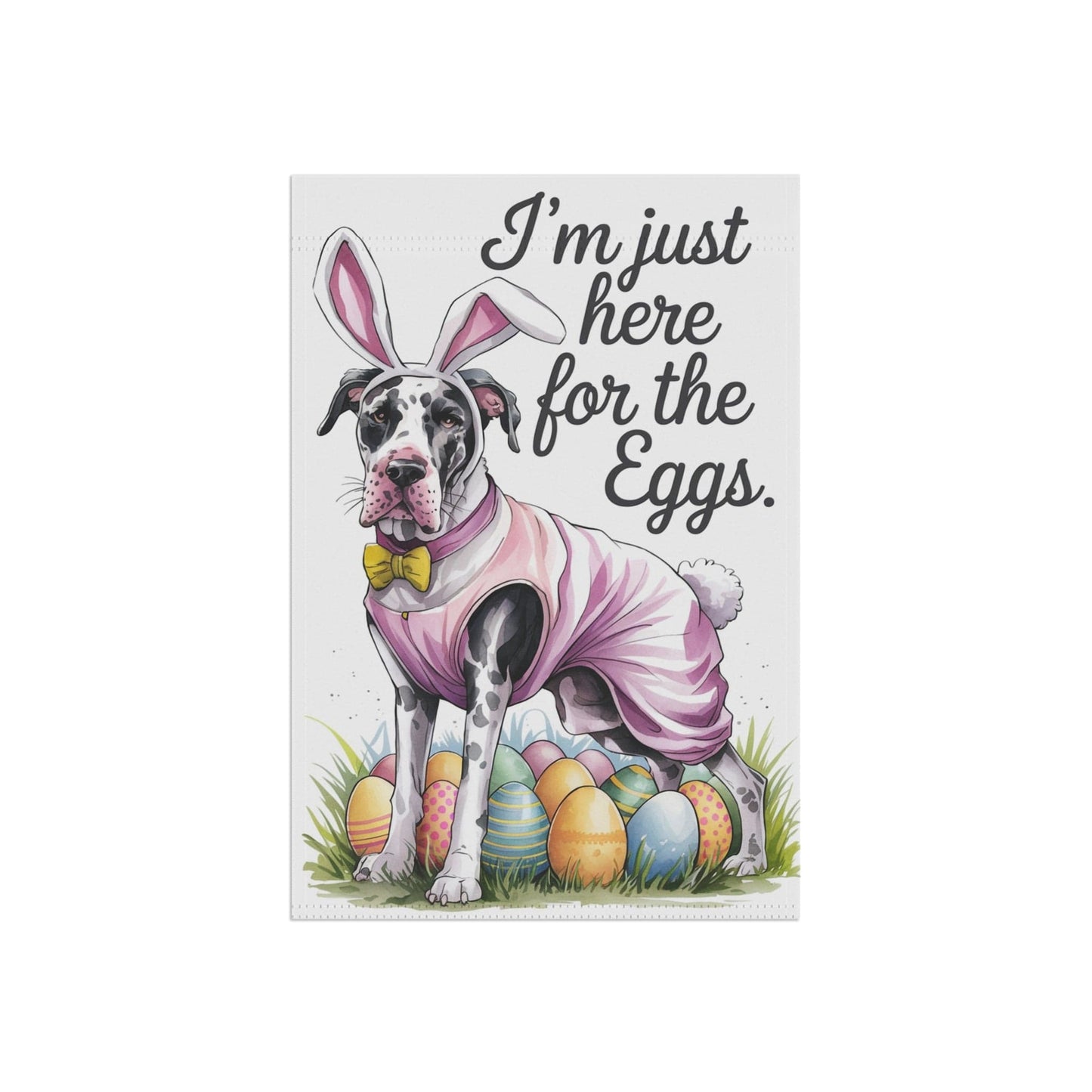 Printify Home Decor Easter Harlequin Great Dane Dog Yard Flag, Holiday garden flag, front yard decor