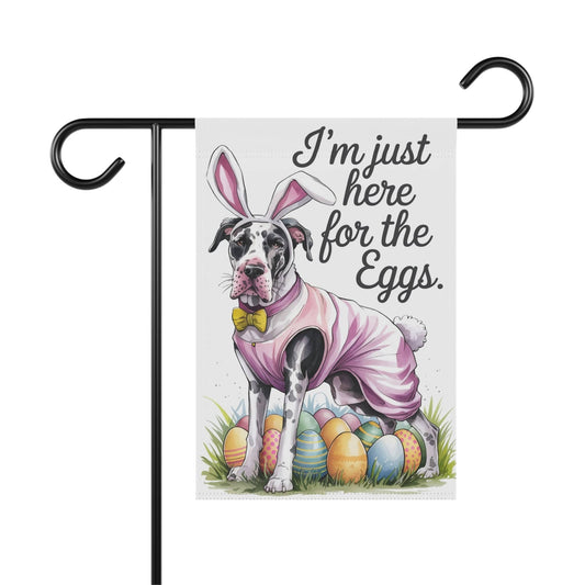 Printify Home Decor 12'' × 18'' Easter Harlequin Great Dane Dog Yard Flag, Holiday garden flag, front yard decor