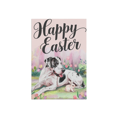 Printify Home Decor Easter Harlequin Great Dane Yard Flag, Floral Spring Garden Flag, Front Yard Decor