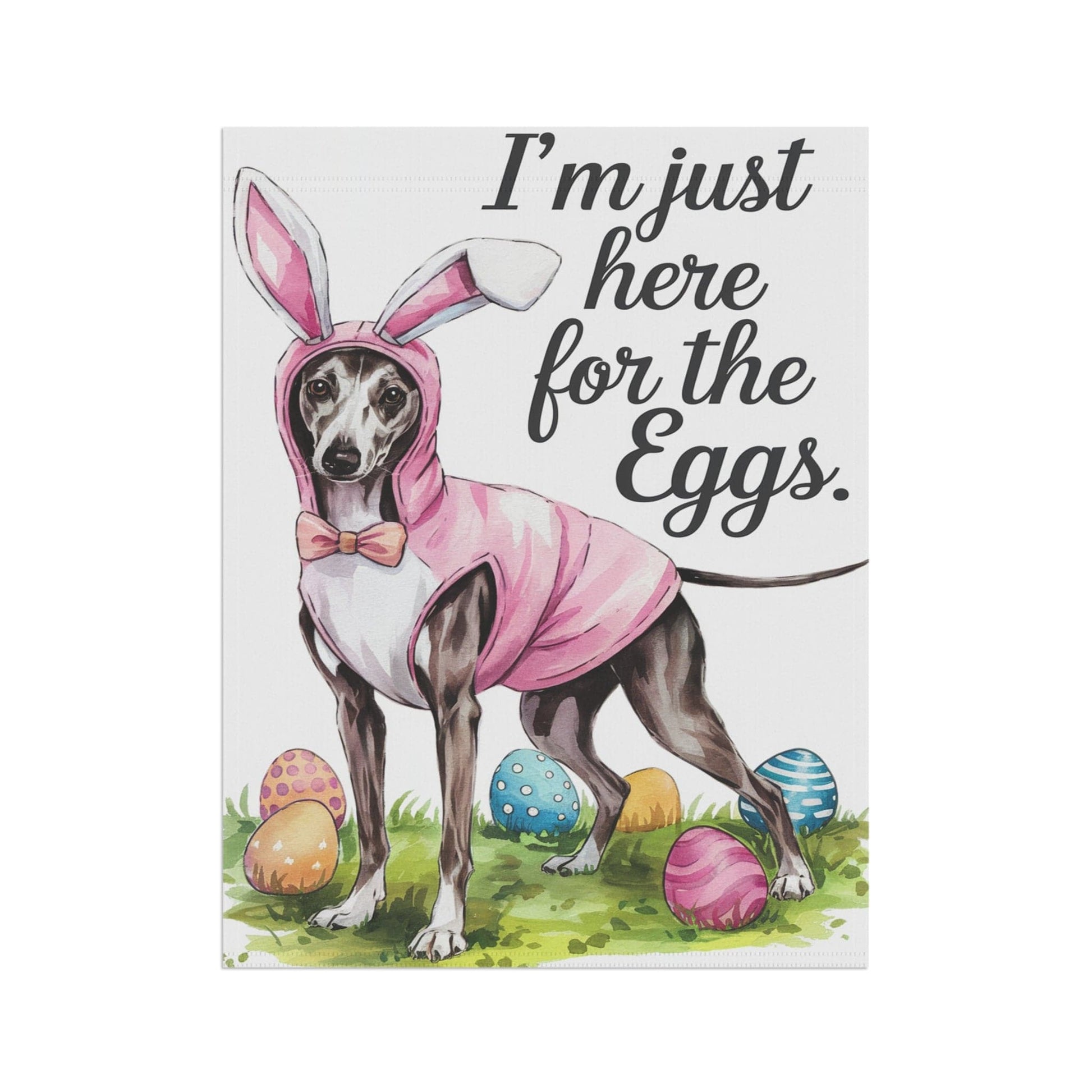 Printify Home Decor Easter Italian Greyhound Yard Flag, Watercolor Funny Garden Flag, Spring Lawn Decor