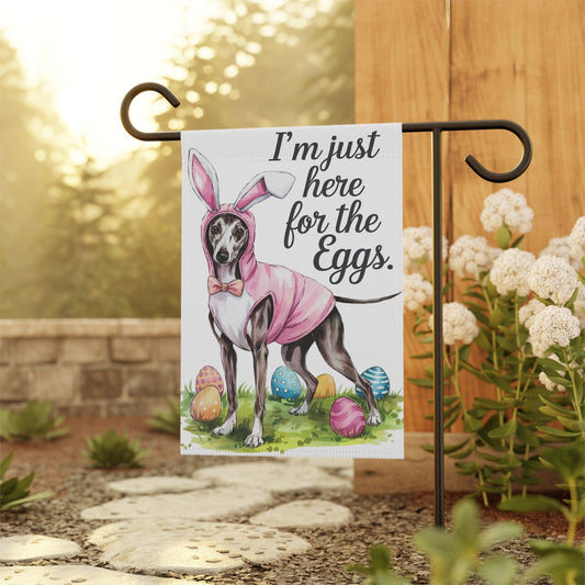 Printify Home Decor Easter Italian Greyhound Yard Flag, Watercolor Funny Garden Flag, Spring Lawn Decor