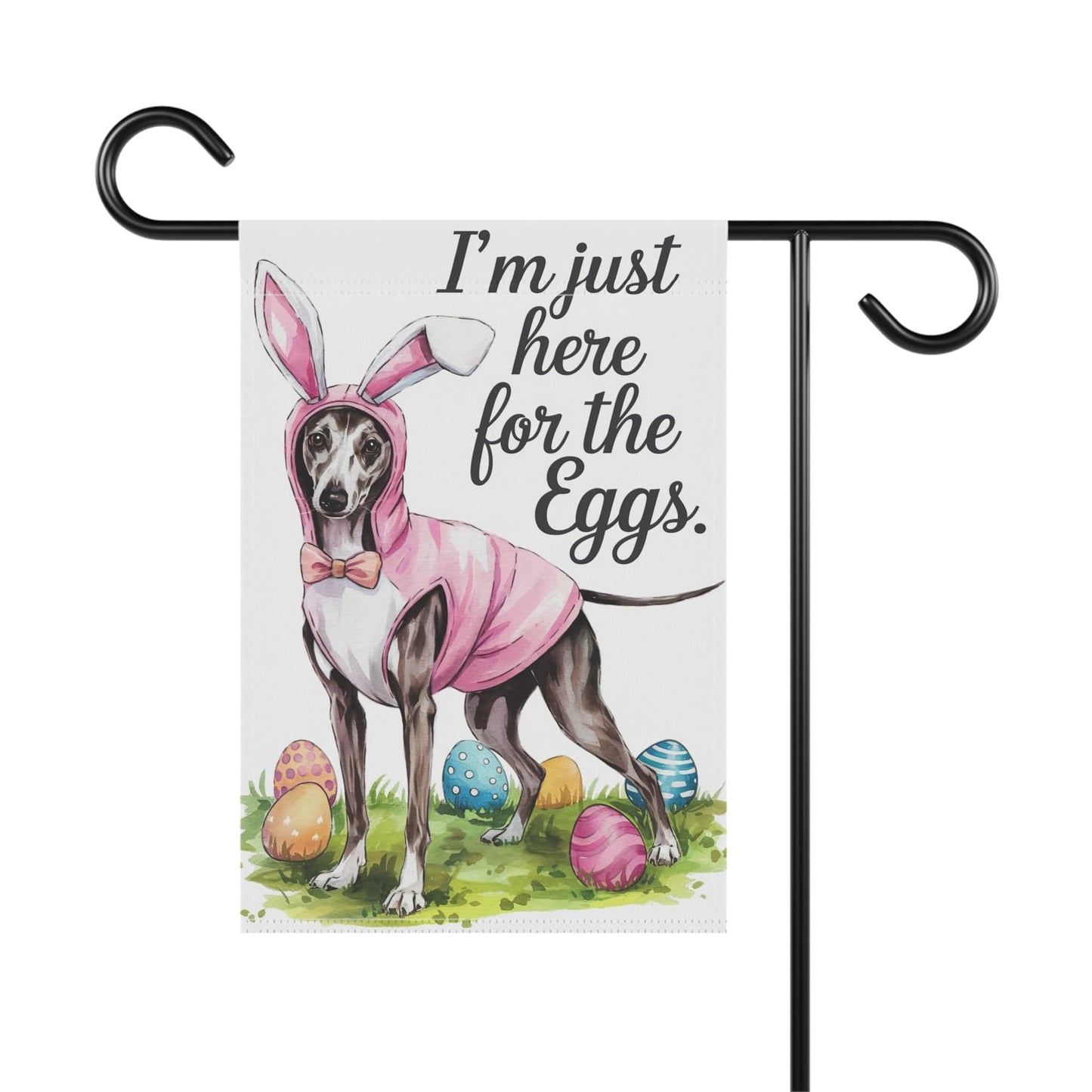 Printify Home Decor Easter Italian Greyhound Yard Flag, Watercolor Funny Garden Flag, Spring Lawn Decor