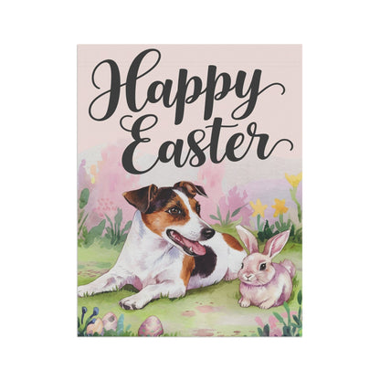 Printify Home Decor Easter Jack Russell Terrier Dog and Rabbit, Funny Garden Flag, Spring Lawn Decor