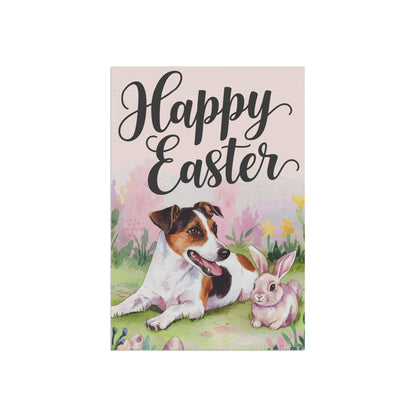 Printify Home Decor Easter Jack Russell Terrier Dog and Rabbit, Funny Garden Flag, Spring Lawn Decor