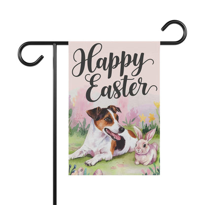 Printify Home Decor 12'' × 18'' Easter Jack Russell Terrier Dog and Rabbit, Funny Garden Flag, Spring Lawn Decor