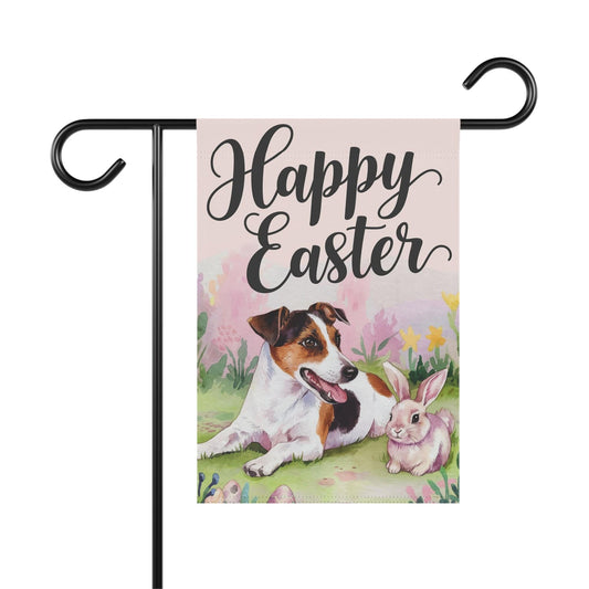 Printify Home Decor 12'' × 18'' Easter Jack Russell Terrier Dog and Rabbit, Funny Garden Flag, Spring Lawn Decor
