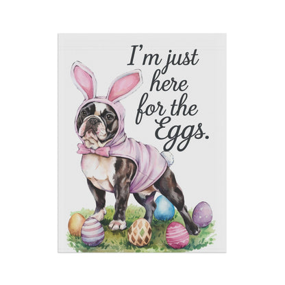 Printify Home Decor Easter Piebald Frenchie Dog Yard Flag, Colorful Humorous Funny Garden Flag