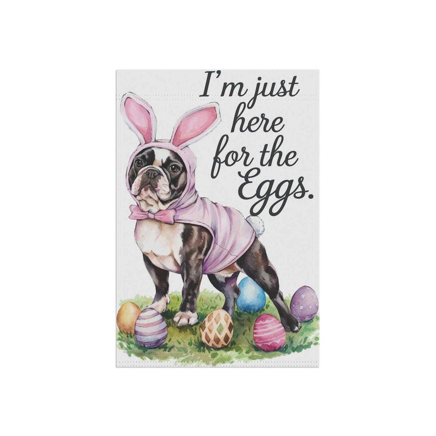 Printify Home Decor Easter Piebald Frenchie Dog Yard Flag, Colorful Humorous Funny Garden Flag