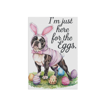 Printify Home Decor Easter Piebald Frenchie Dog Yard Flag, Colorful Humorous Funny Garden Flag