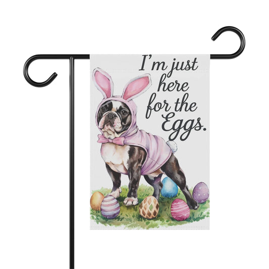 Printify Home Decor 12'' × 18'' Easter Piebald Frenchie Dog Yard Flag, Colorful Humorous Funny Garden Flag