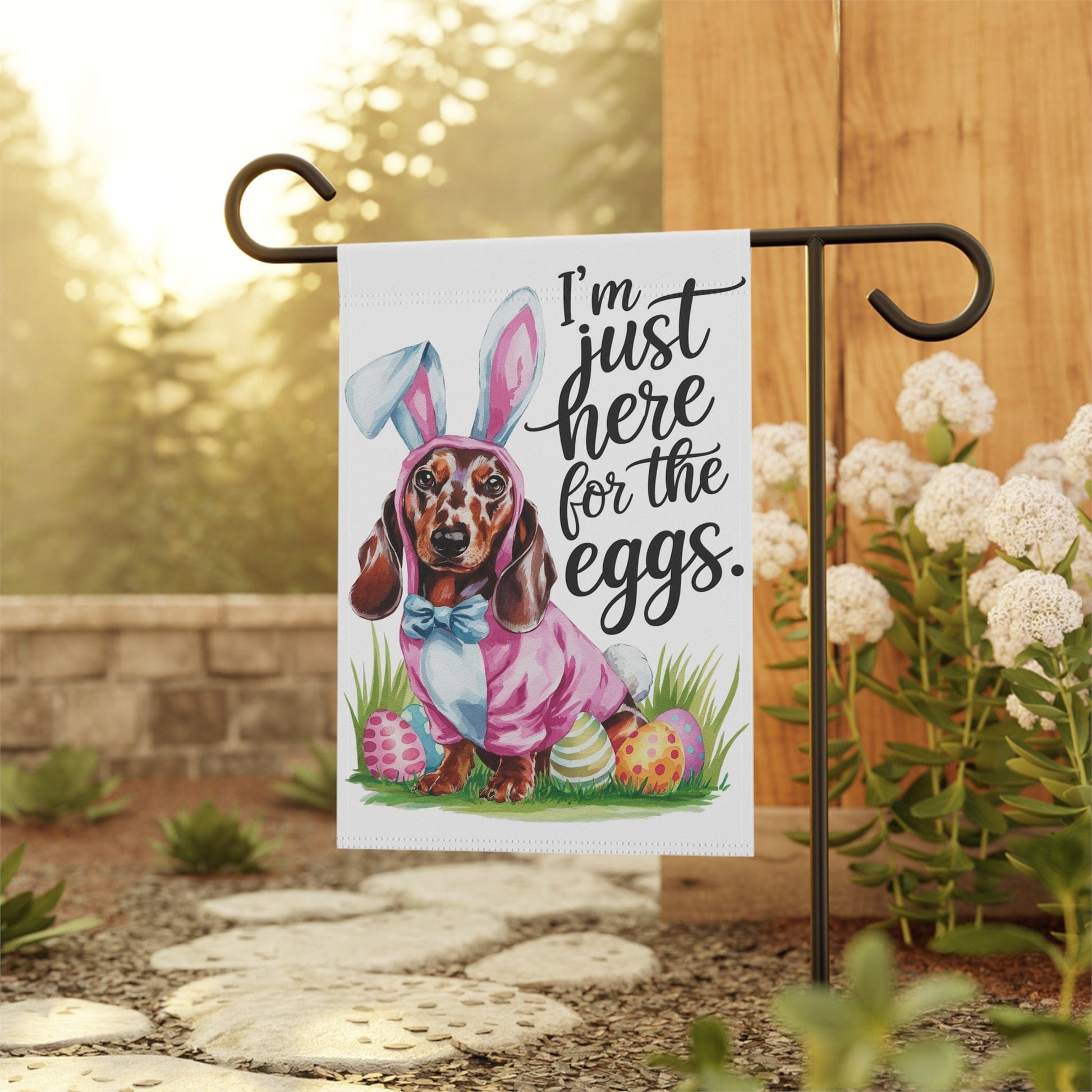 Red Dachshund Funny Easter Flag