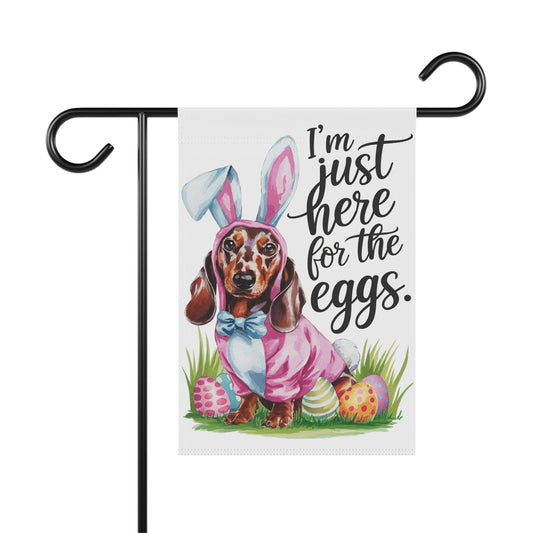 Printify Garden Flag 12'' × 18'' Easter Red Dachshund Yard Flag, Bunny Rabbit Wiener Dog, Funny Garden Flag