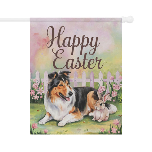 Easter Rough Collie Garden Decor, Spring Garden Flag, Front Yard Decor, Housewarming Gardener Gift 24.5'' × 32''
