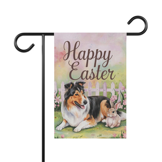 Printify Home Decor 12'' × 18'' Easter Rough Collie Garden Decor, Spring Garden Flag, Front Yard Decor, Housewarming Gardener Gift