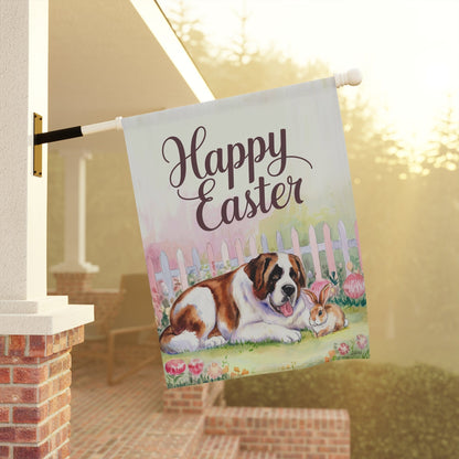 Printify Home Decor Easter Saint Bernard Garden Flag, Spring Front Yard Art, Housewarming Gardener Gift