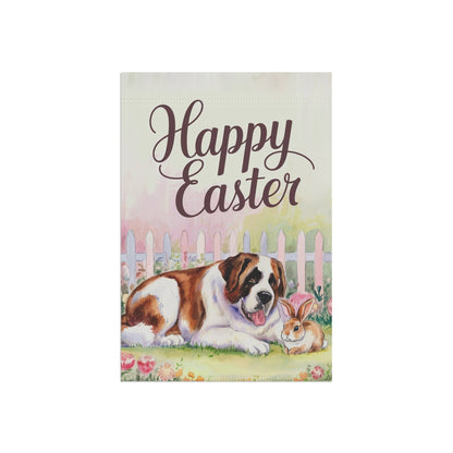 Printify Home Decor Easter Saint Bernard Garden Flag, Spring Front Yard Art, Housewarming Gardener Gift