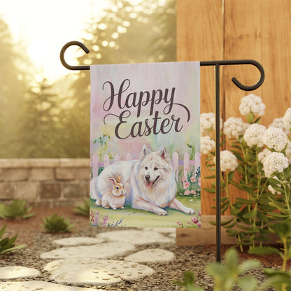 Printify Home Decor Easter Samoyed Garden Flag, Front Yard Spring Decor, Housewarming Gardener Gift