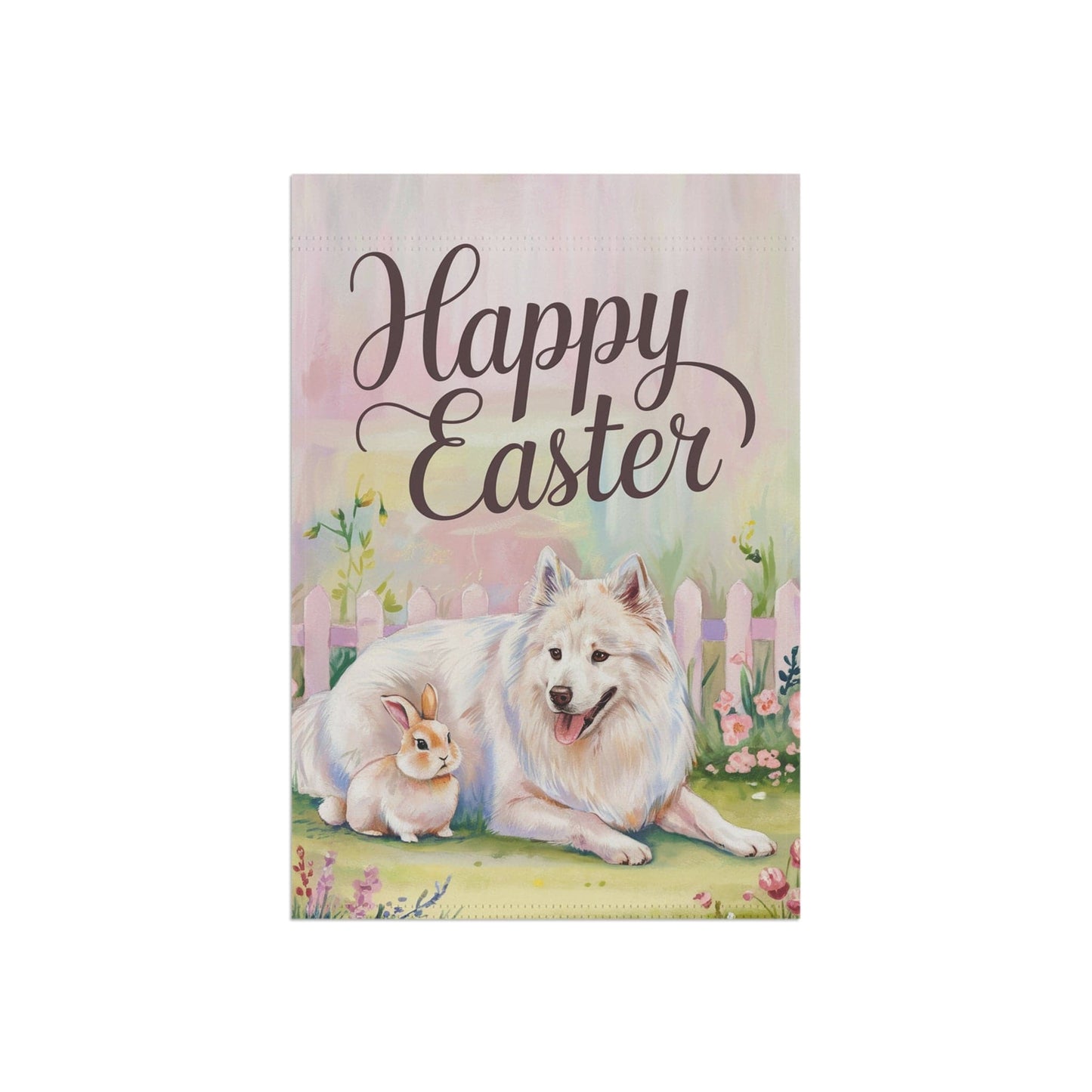 Printify Home Decor Easter Samoyed Garden Flag, Front Yard Spring Decor, Housewarming Gardener Gift