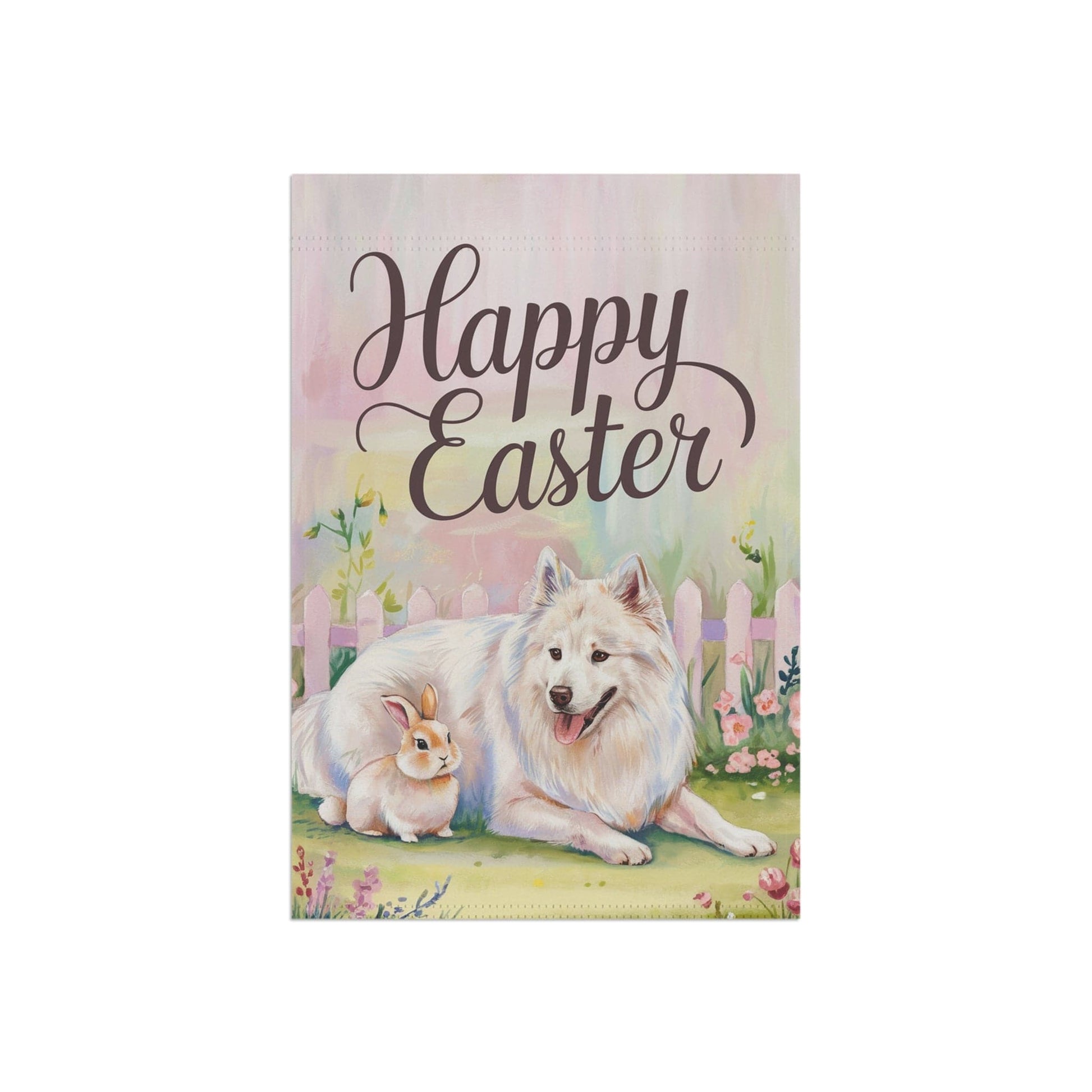 Printify Home Decor Easter Samoyed Garden Flag, Front Yard Spring Decor, Housewarming Gardener Gift