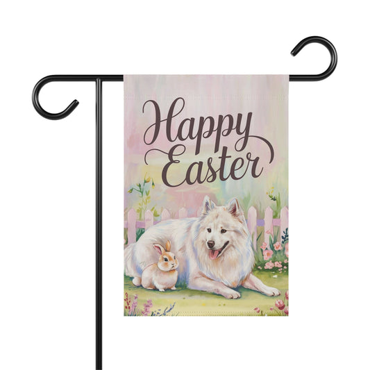 Printify Home Decor 12'' × 18'' Easter Samoyed Garden Flag, Front Yard Spring Decor, Housewarming Gardener Gift
