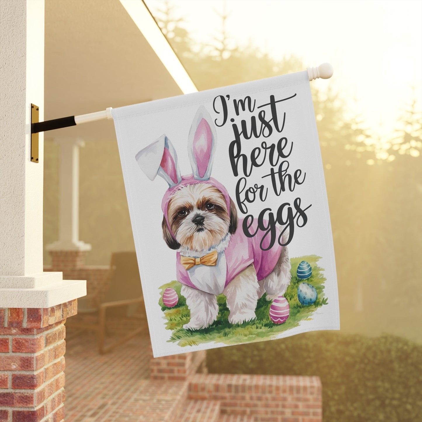 Printify Home Decor Easter Shih Tzu Dog Garden Flag, Front Yard Spring Decor, Housewarming Gardener Gift