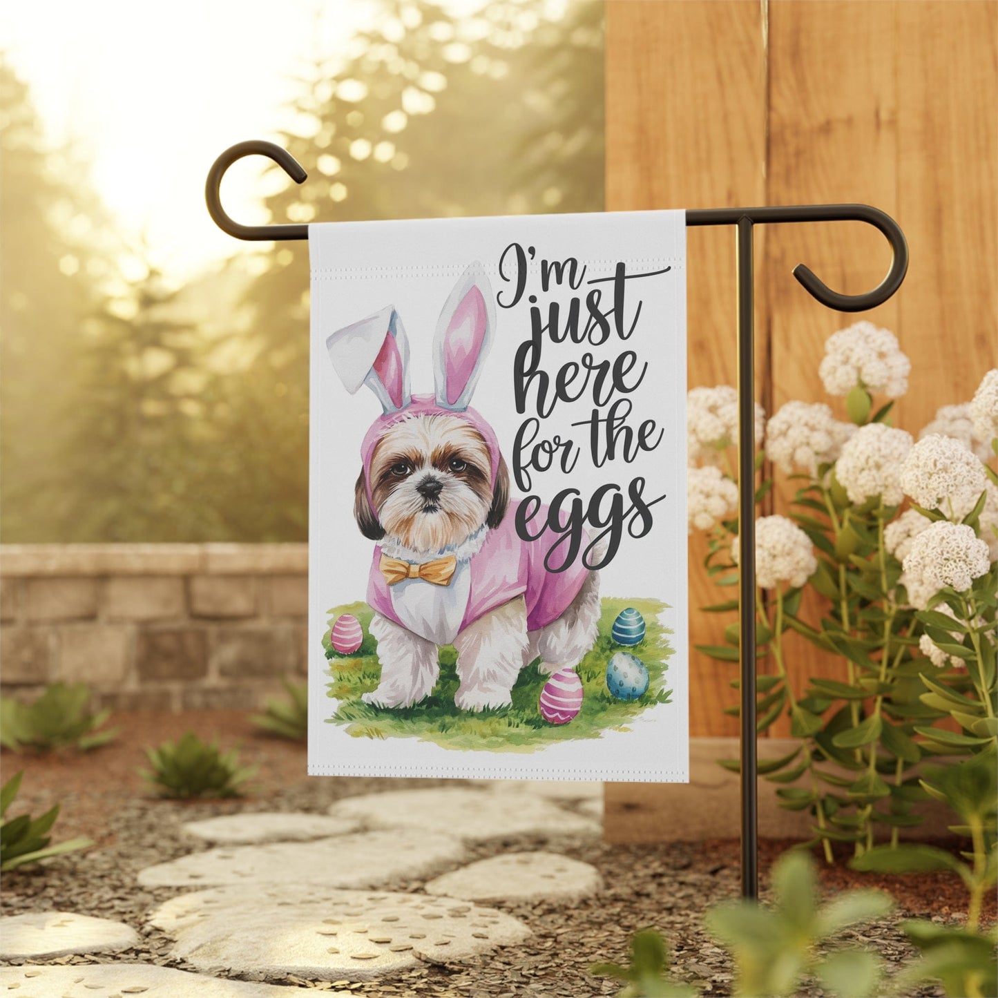 Printify Home Decor Easter Shih Tzu Dog Garden Flag, Front Yard Spring Decor, Housewarming Gardener Gift