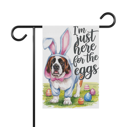 Printify Home Decor 12'' × 18'' Easter St. Bernard Garden Flag, Spring Front Yard Art, Housewarming Gardener Gift