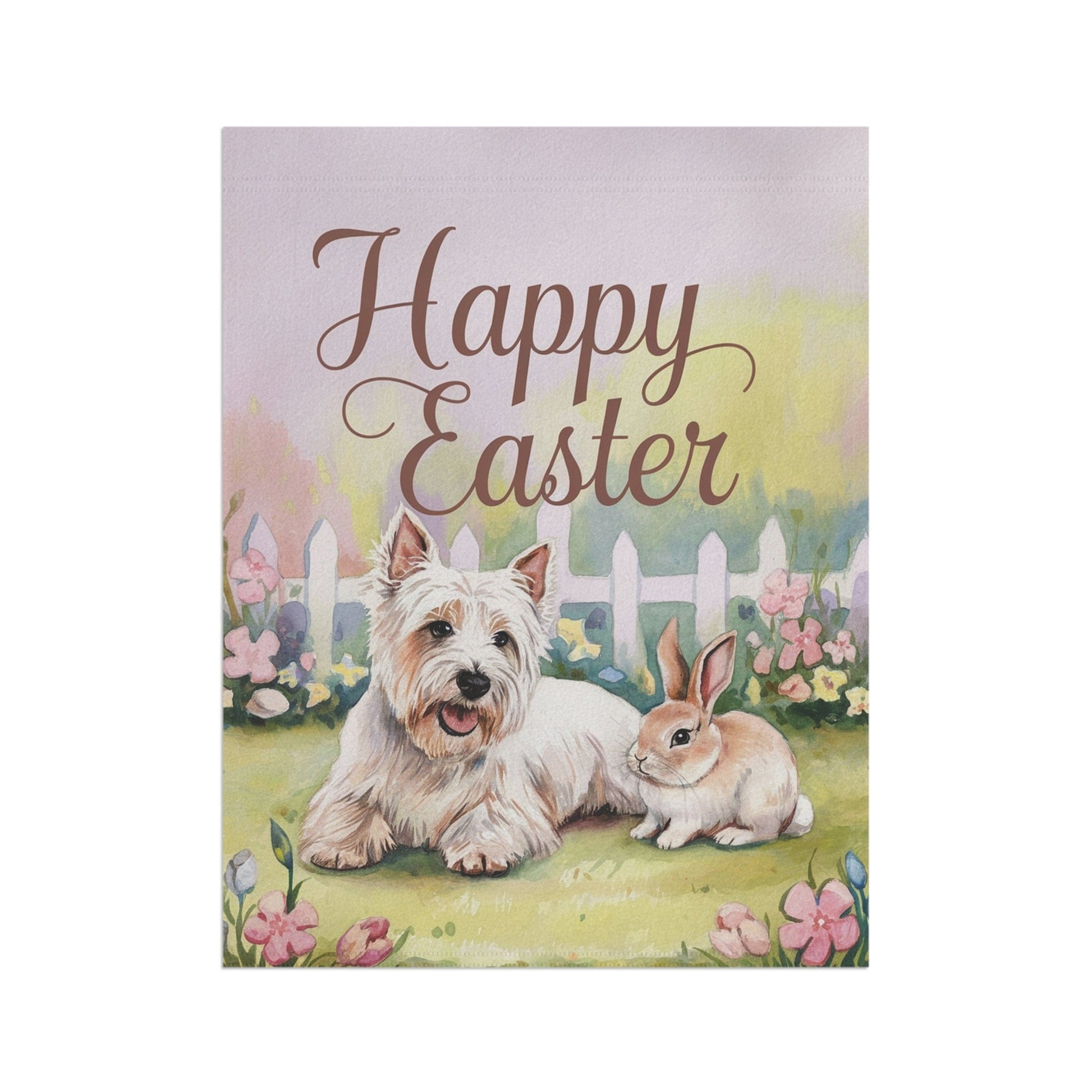 Printify Home Decor Easter Westie Garden Flag, White West Highland Terrier Front Yard Art, Spring Decor