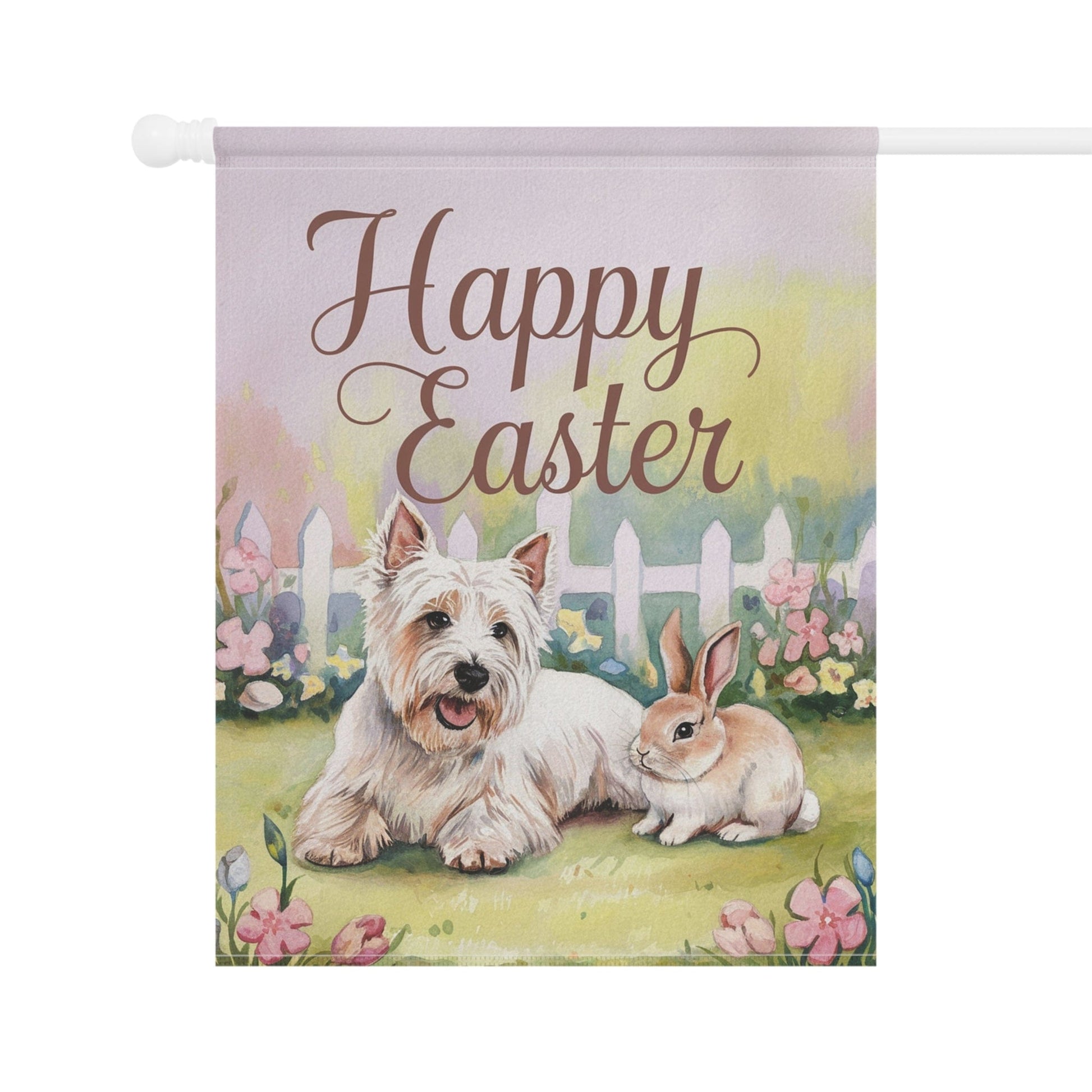 Printify Home Decor Easter Westie Garden Flag, White West Highland Terrier Front Yard Art, Spring Decor