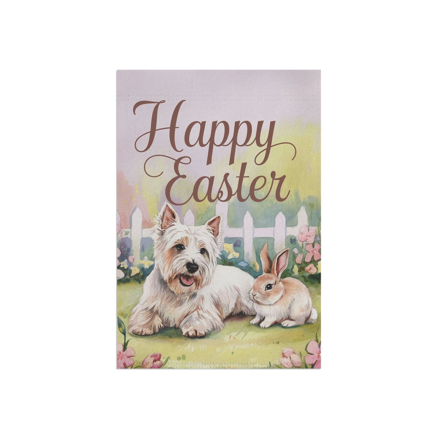 Printify Home Decor Easter Westie Garden Flag, White West Highland Terrier Front Yard Art, Spring Decor