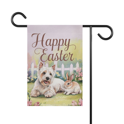 Printify Home Decor Easter Westie Garden Flag, White West Highland Terrier Front Yard Art, Spring Decor