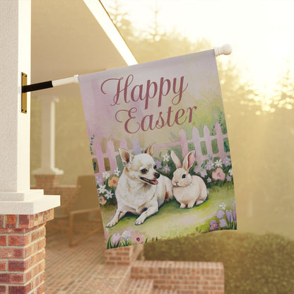 Printify Home Decor Easter White Chihuahua Garden Flag, Front Yard Spring Decor, Housewarming Gardener Gift