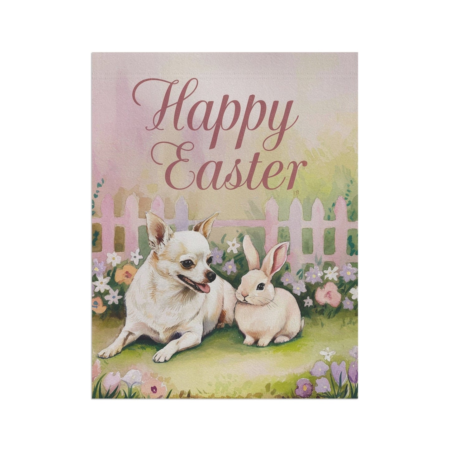 Printify Home Decor Easter White Chihuahua Garden Flag, Front Yard Spring Decor, Housewarming Gardener Gift